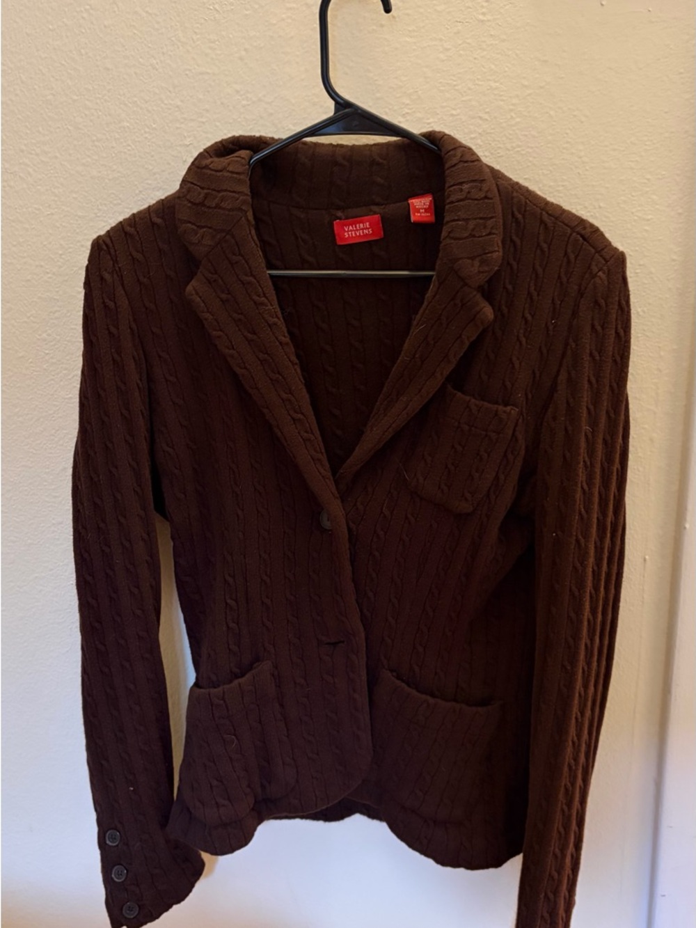 Valerie Stevens Dark Brown Cable Knit Jacket